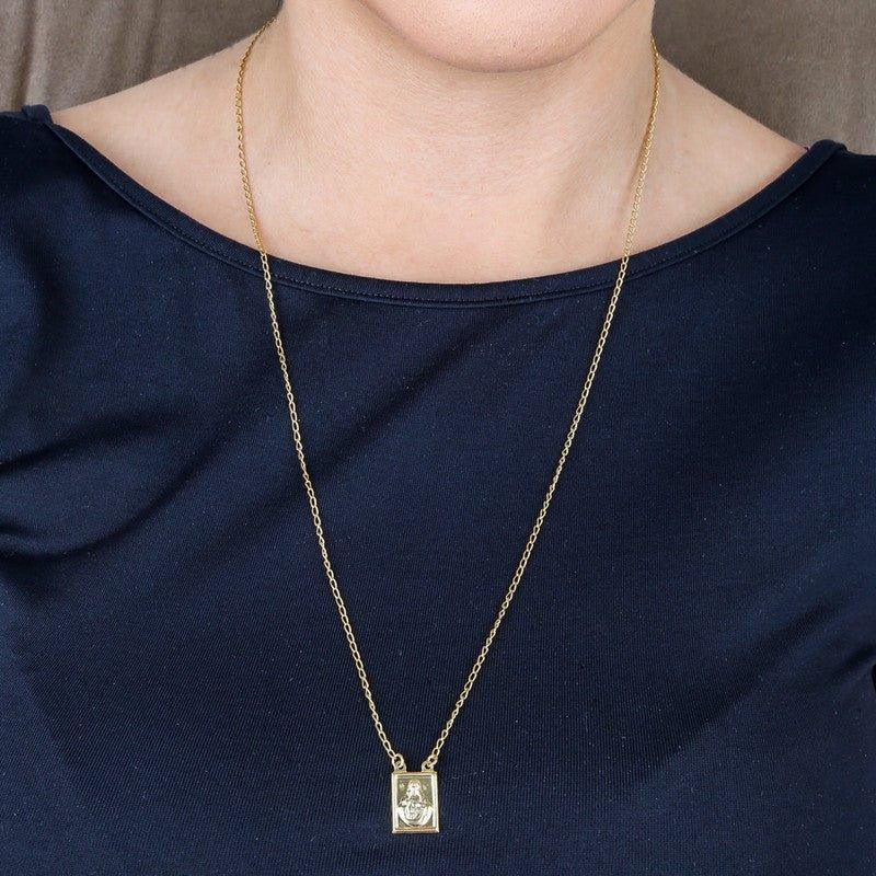 Corrente Escapulario One Nossa Senhora Aparecida folheado a ouro