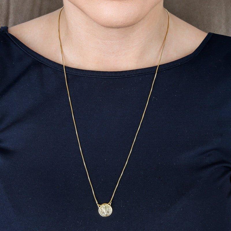 Corrente Escapulario Two São Bento folheado a ouro