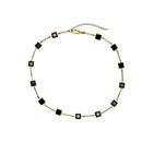 Colar  Mariana com zirconias onix folheado a ouro