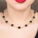 Colar  Mariana com zirconias onix folheado a ouro