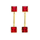 Brinco Mariana com zirconias rubi folheado a ouro