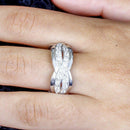 Anel Largo Donna com zirconias brancas folheado a rodio