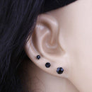 Kit Lonely One trio brincos zirconias onix folheado a rodio