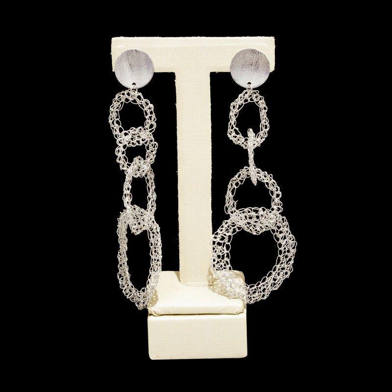 Brinco Croche Five  folheadas a rodio