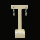 Brinco Ivone  meia argola zirconias coloridas folheado rodio