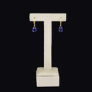 Brinco Gisele gota  zirconia safira folheado a ouro