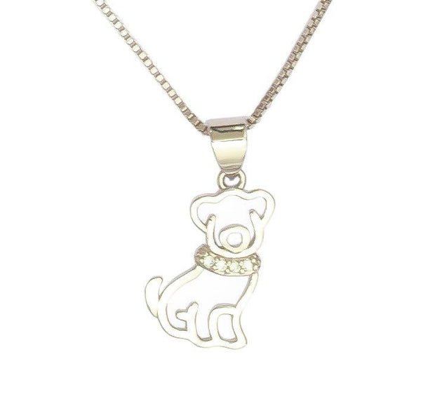 Pingente Pet Dog com corrente folheado a rodio branco