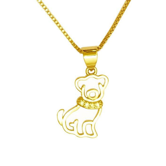Pingente Pet Dog com corrente folheado ouro 18k
