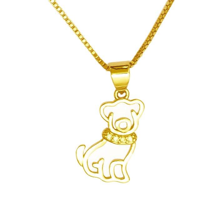 Pingente Pet Dog com corrente folheado ouro 18k