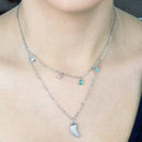 Colar Peper duplo com zirconias coloridas folheado rodio