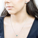 Conjunto Nadia brinco e colar de zirconias aquamarine folheado a rodio
