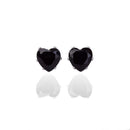 Brinco Cassia Two coração zirconia onix folheado a rodio