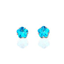 Brinco Flora flor zirconia azul folheado a rodio