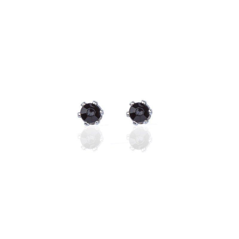 Brinco Lonely Three solitário zirconia onix folheado rodio