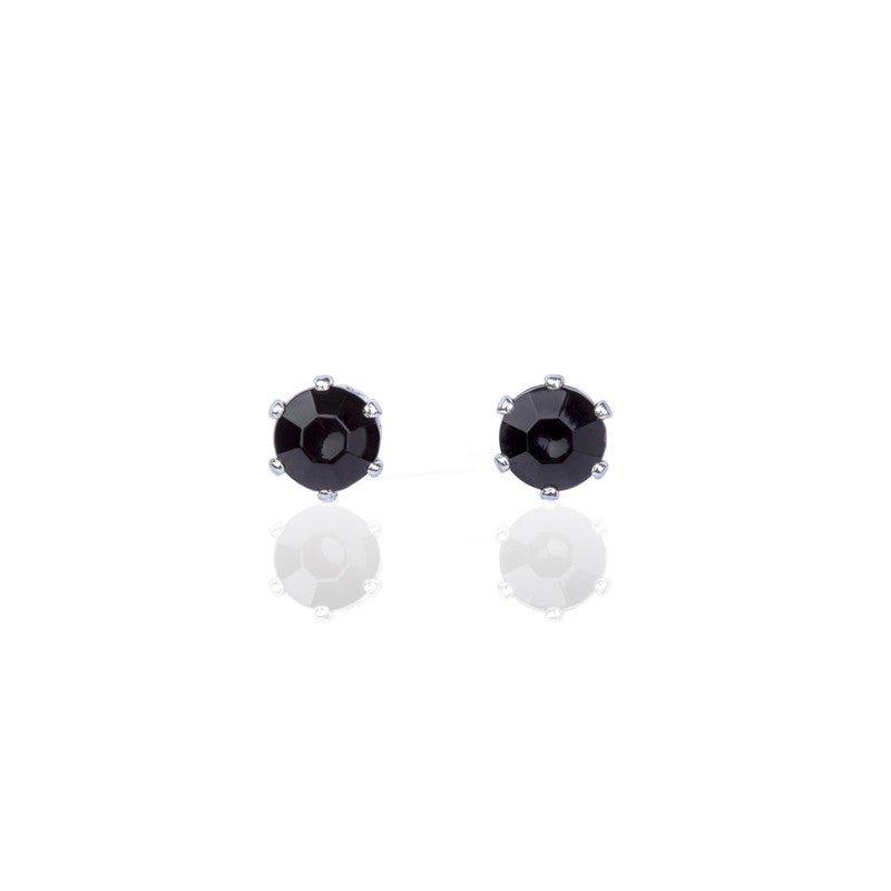 Brinco Lonely Six solitário zirconia onix folheado rodio