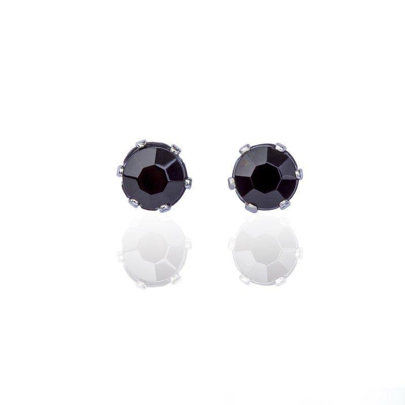 Brinco Lonely Seven solitário zirconia onix folheado rodio