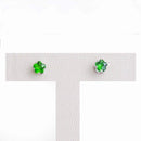 Brinco Flora flor zirconia esmeralda folheado a rodio