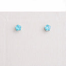 Brinco Flora flor zirconia azul folheado a rodio