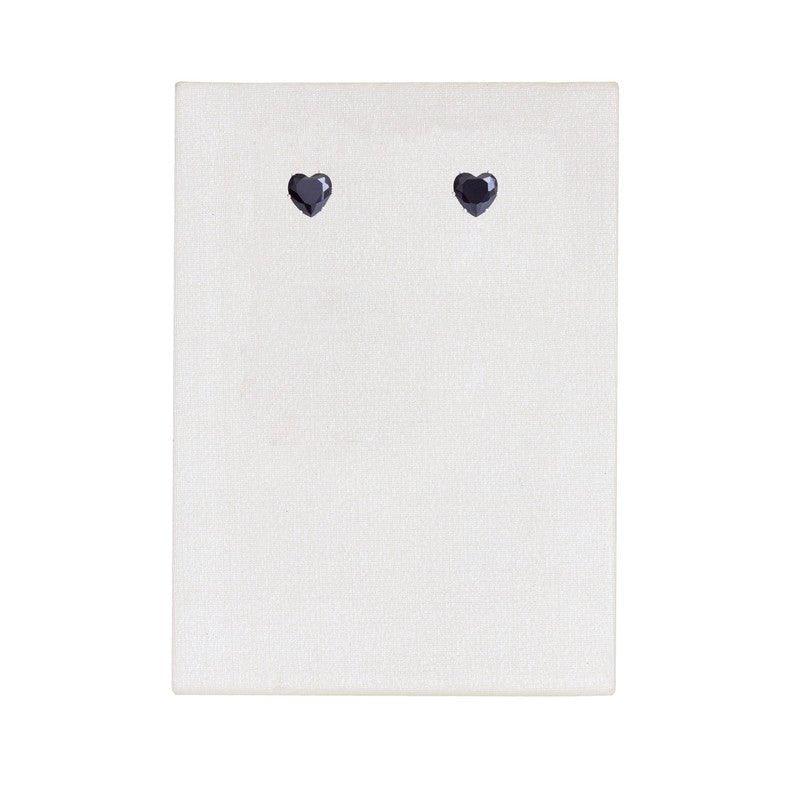 Brinco Cassia Two coração zirconia onix folheado a rodio