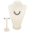 Conjunto Cassia colar e brinco corações  zirconia tanzanita onix folheado rodio