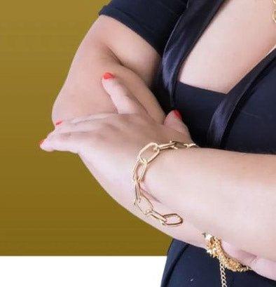 Pulseira Elsa elos longos folheados a ouro