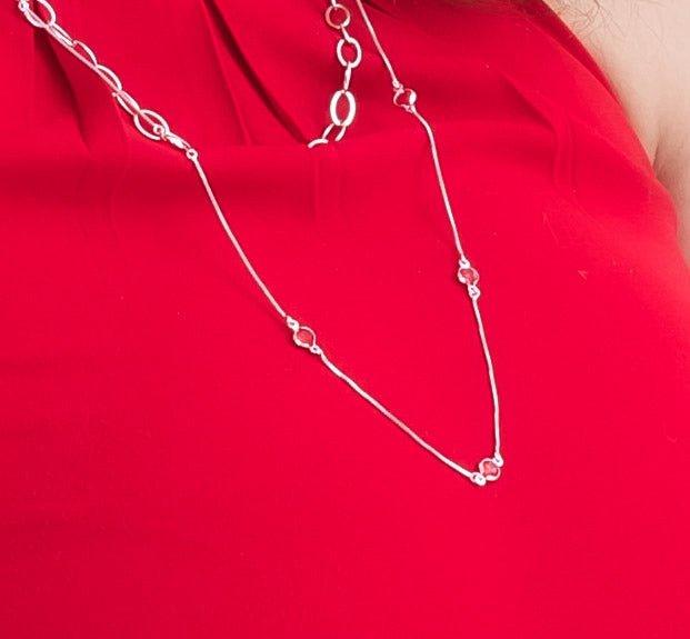 Colar Tifany One  zirconias rubi folheado a rodio