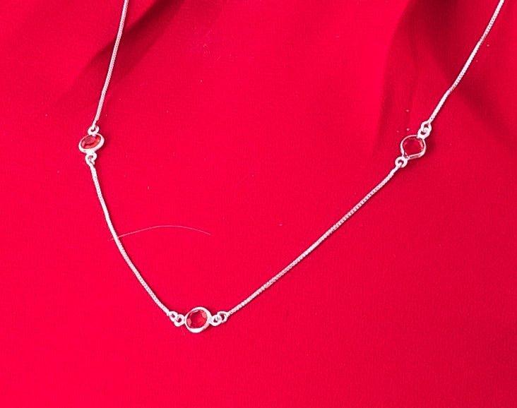 Colar Tifany One  zirconias rubi folheado a rodio