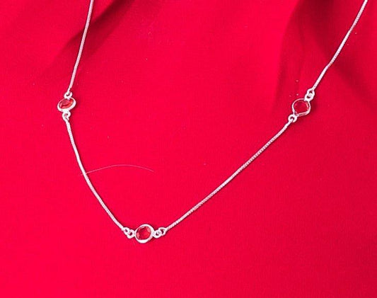 Colar Tifany One  zirconias rubi folheado a rodio