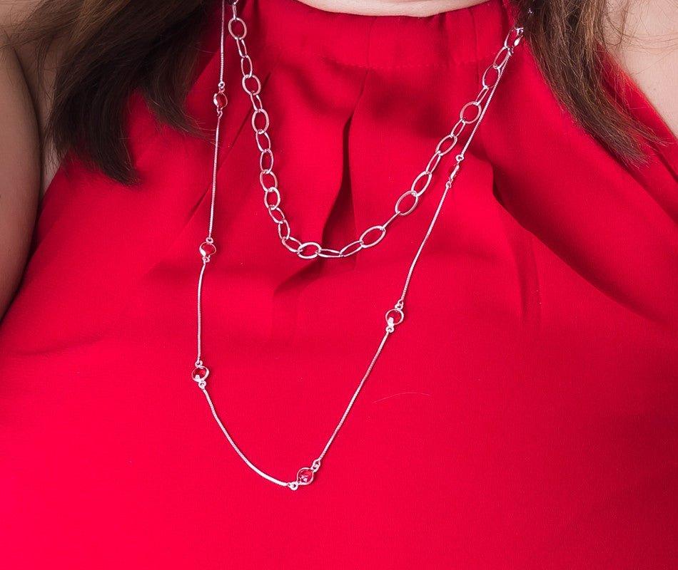 Colar Tifany One  zirconias rubi folheado a rodio