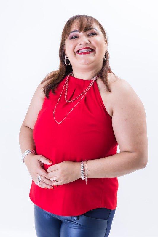 Colar Tifany One  zirconias rubi folheado a rodio