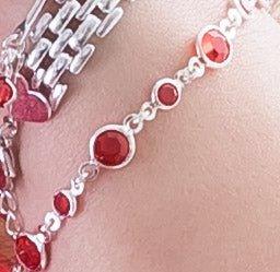 Pulseira Tifany Two zirconias rubi folheado a rodio