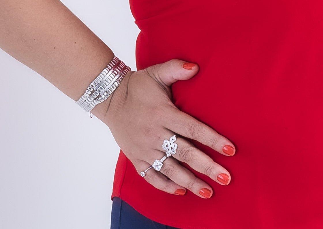 Pulseira Dayane malha esteira folheado a rodio