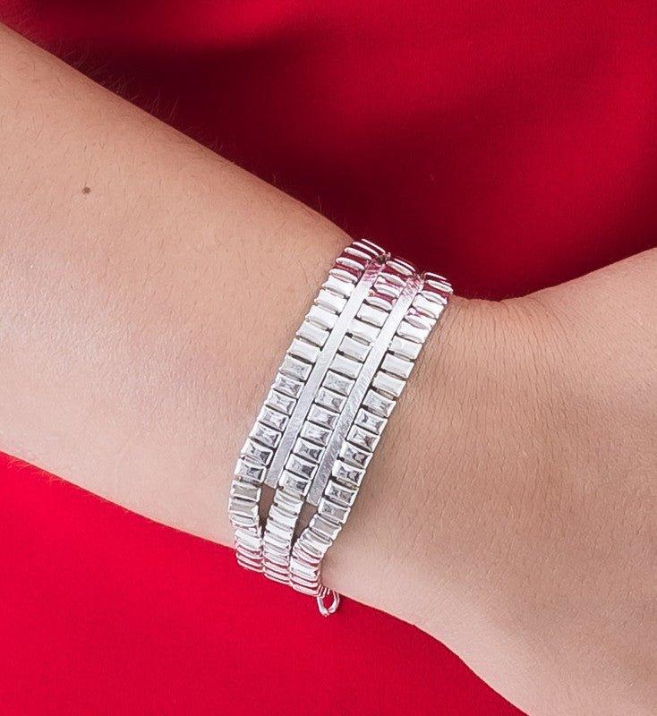 Pulseira Dayane malha esteira folheado a rodio