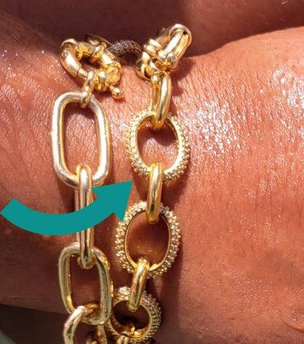 Pulseira Elsa One elos microzirconias brancas folheados ouro