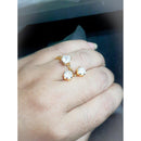 Conjunto Brinco solitário Anel solitario  In Love zirconias brancas folheado a ouro