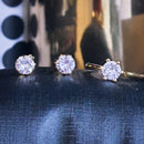 Conjunto Brinco solitário Anel solitario  In Love zirconias brancas folheado a ouro