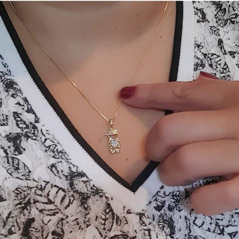 Pingente filho coração zirconia branca folheado a ouro
