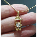 Pingente filho coração zirconia branca folheado a ouro