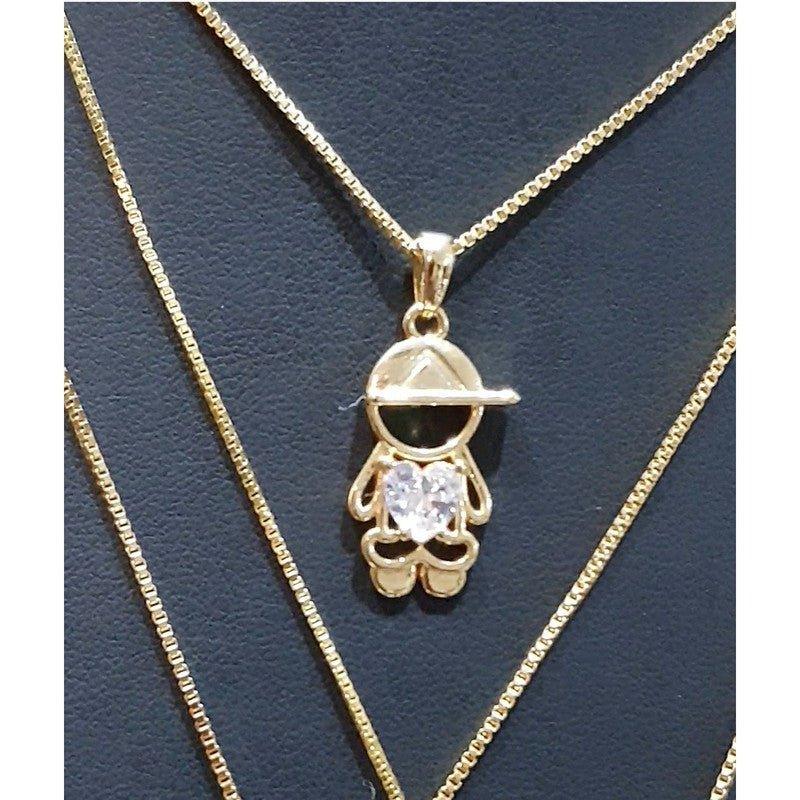 Pingente filho coração zirconia branca folheado a ouro