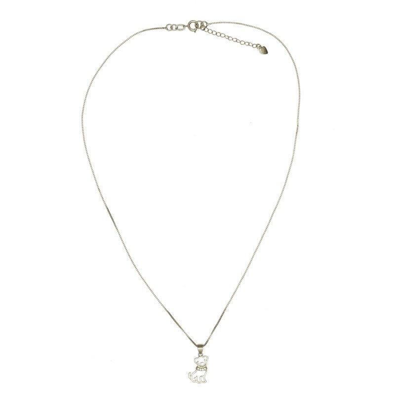 Pingente Pet Dog com corrente folheado a rodio branco