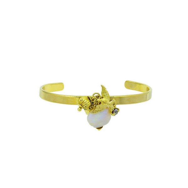 Bracelete Briana com madrepérola folheado a ouro