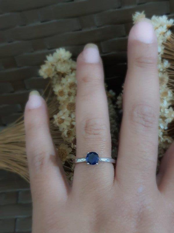 Anel Lonely Solitário zirconia safira folheado a rodio