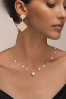 Colar Coração e Medalhas folheado e a ouro