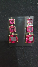 Brinco Beth zirconias marsalas folheado a ouro