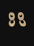 Brinco Geométrico com pedras de zirconias folheado a ouro