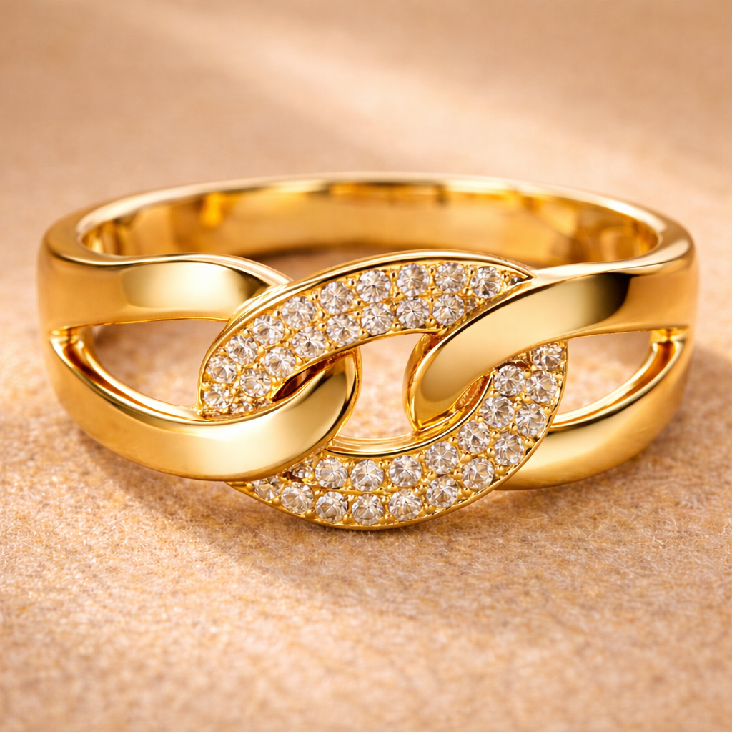 Anel de Elos Folheado a Ouro – Semijoia Premium com Design Elegante | Maria Rita