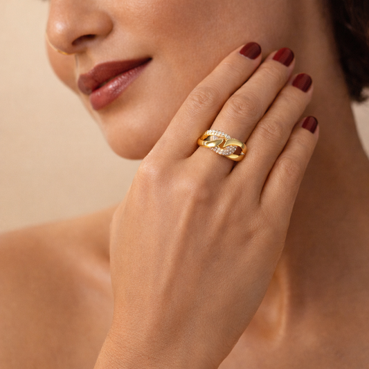 Anel de Elos Folheado a Ouro – Semijoia Premium com Design Elegante | Maria Rita