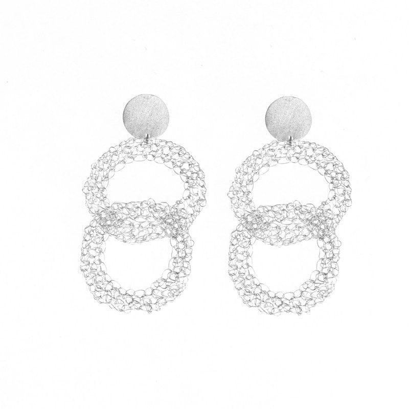 Brinco Croche Two folheadas a rodio